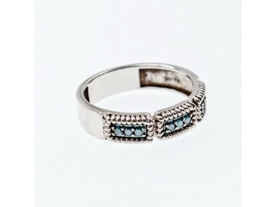 925 Sterling Silver Blue Spinel Ring Size 9