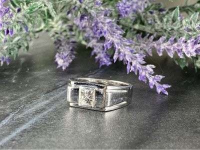 Men'S 925 Sterling Silver White Sapphire Ring Size 11.5
