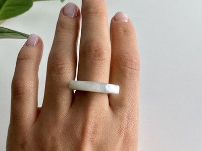 925 Sterling Silver Mother OF Pearl Ring Size 8.5