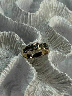 925 Sterling Silver Gold Plated Emerald Ring Size 8