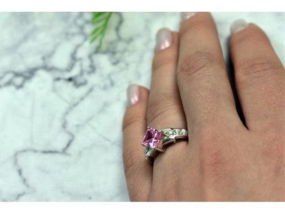 925 Sterling Silver Pink & White CZ Ring Size 6