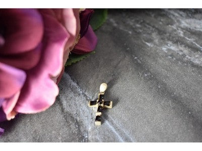 925 Sterling Silver Black Agate Cross Pendant