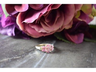925 Sterling Silver Pink CZ Ring Size 6.5