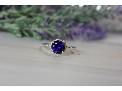 925 Sterling Silver Sapphire Classic Ring Size 8