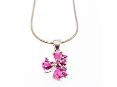 925 Sterling Silver Pink Spinel Chain With Pendant Italy