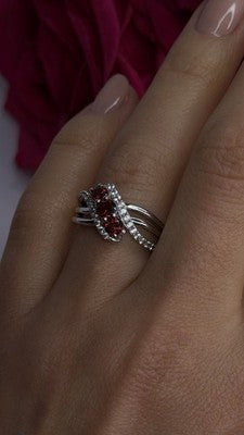 925 Sterling Silver Garnet & Beryl Ring Size 7