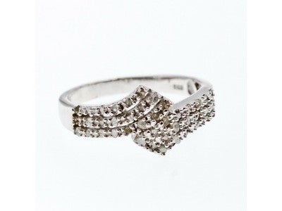 925 Sterling Silver White Topaz Ring Size 9