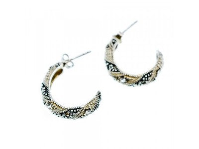 925 Sterling Silver CZ & Marcasites Stud Earrings