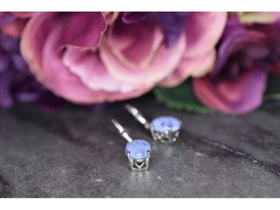 925 Sterling Silver Purple Agate Earrings