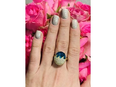 925 Sterling Silver Alpanite & CZ Ring Size 6.5