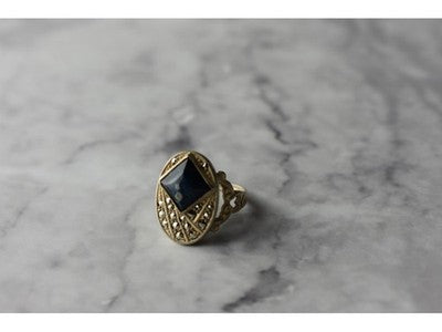 925 Sterling Silver Sodalite & Marcasites Ring Size 6