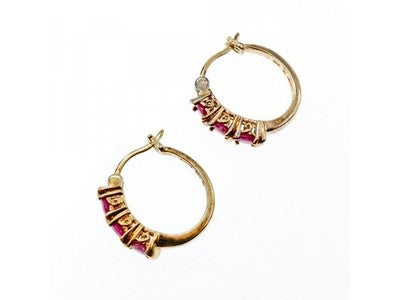 925 Sterling Silver Gold Plated Pink Spinel Earrings