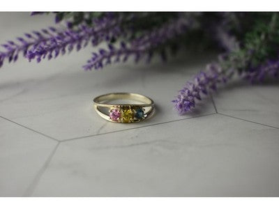 925 Sterling Silver Multicolor CZ Ring Size 9.5