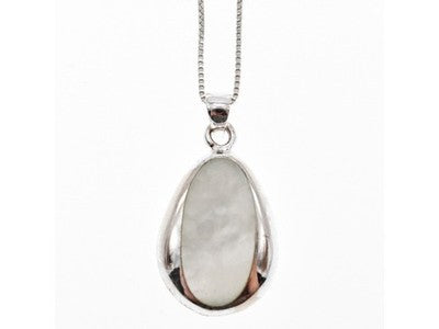 925 Sterling Silver Mother of Pearl Chain With Pendant Italy