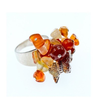 925 Sterling Silver Agate Designer'S Ring Size 6.5
