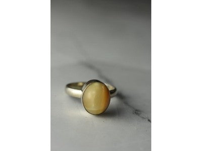925 Sterling Silver Amber Ring Size 8.5