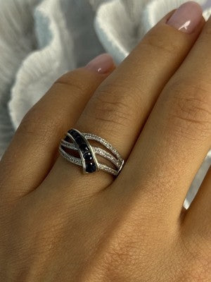 10K White Gold Sapphire & Diamond Ring Size 7