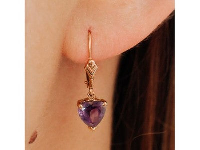 14K Yellow Gold Amethyst Earrings