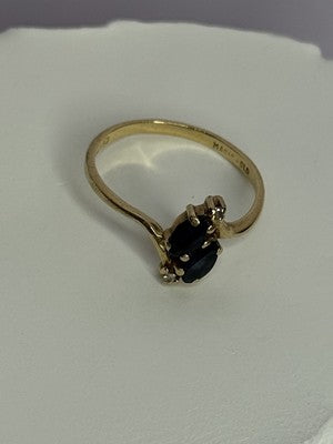 14K Yellow Gold Sapphire & Diamond Ring Size 7.5