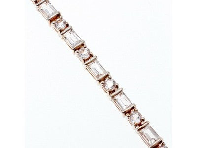 925 Sterlng Silver White/Colorless Spinel Bracelet Thailand Size 7.5 IN
