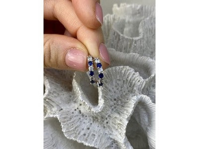 925 Sterling Silver Blue & White CZ Earrings