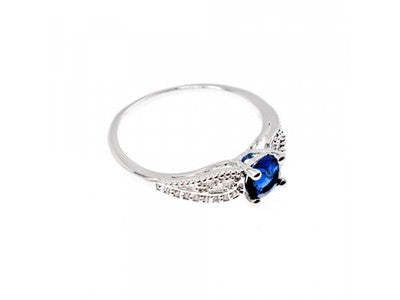 925 Sterling Silver Blue & White CZ Ring Size 7