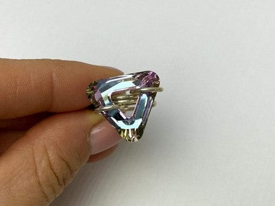 925 Sterling Silver Multicolor Jewelry Glass Ring Size 6.5 Italy