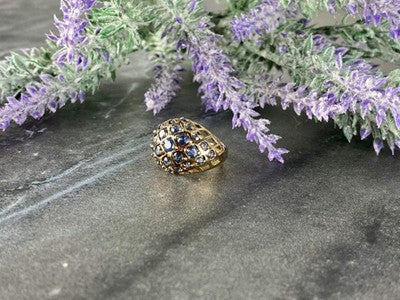 925 Sterling Silver Gold Plated Tanzanite Ring Size 5.5