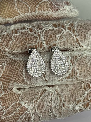 925 Sterling Silver Drop CZ Earrings Length 0.65 Inch