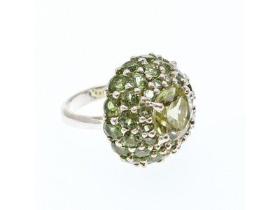925 Sterling Silver Peridot "Summer Flower" Ring Size 7