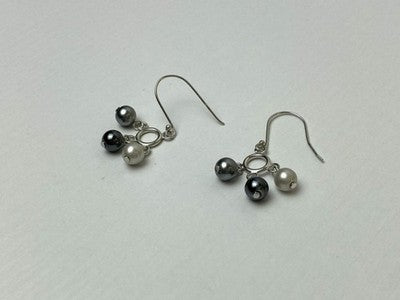 925 Sterling Silver Pearls Dangle Earrings Italy