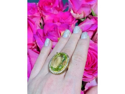 925 Sterling Silver Gold Plated Alpanite Ring Size 9.5