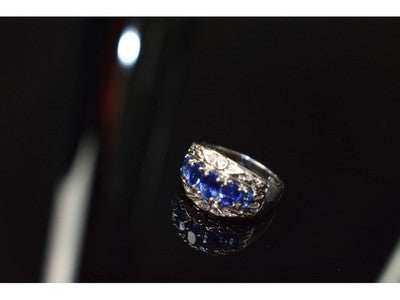 925 Sterling Silver Blue Topaz Ring Size 7.5