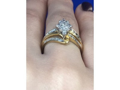 925 Sterling Silver Gold Plated CZ Ring Size 7
