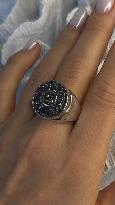 Michael Dawkins Starry Night 925 Sterling Silver Black Druzy Quartz Ring Size 9