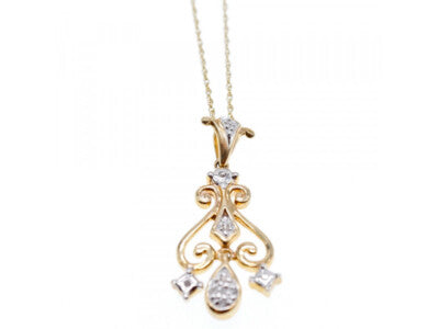 10K YELLOW GOLD DIAMONDS CHAIN WITH PENDANT