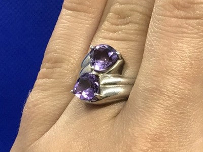 925 Sterling Silver Amethyst Ring Size 6.5
