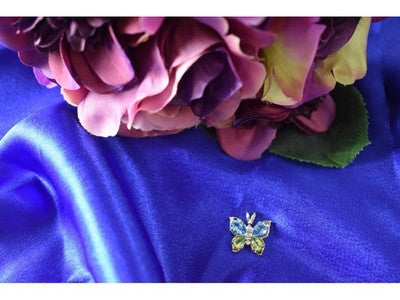 14K Yellow Gold Topaz, Peridot & Diamonds Butterfly Pendant