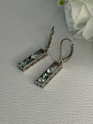 925 Sterling Silver Aquamarine Earrings Length 1.30 Inch