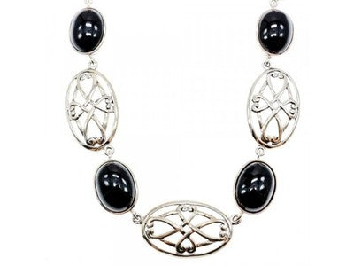 Vintage 925 Sterling Silver Black Onyx Necklace