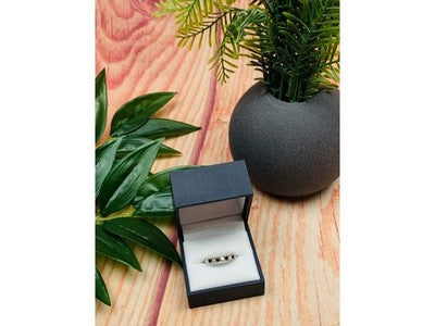 925 Sterling Silver Black Spinel & CZ Ring Size 8.5