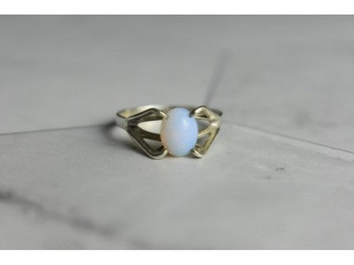 925 Sterling Silver Opal Ring Size 6.5