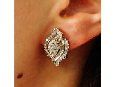 925 Sterling Silver Gold Plated White Topaz Earrings
