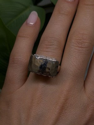 Unique Design 925 Sterling Silver White Colorless Spinel Ring Size 7