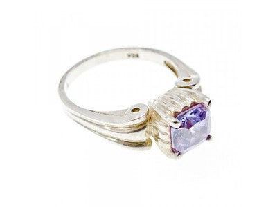 Vintage 925 Sterling Silver Amethyst Ring Size 11.75