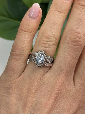 JWBR 925 Sterling Silver Topaz & Beryl Ring Size 7