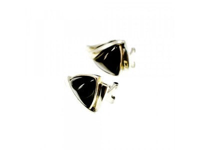 925 Sterling Silver Black Nephrite Earrings