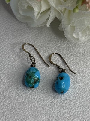 925 Sterling Silver Turquoise Earrings Length 1.20 Inch