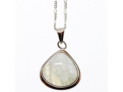 925 Sterling Silver Moonstone Chain With Pendant Italy