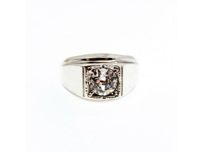 Men's 925 Sterling Silver White Beryl Ring Size 10.5
